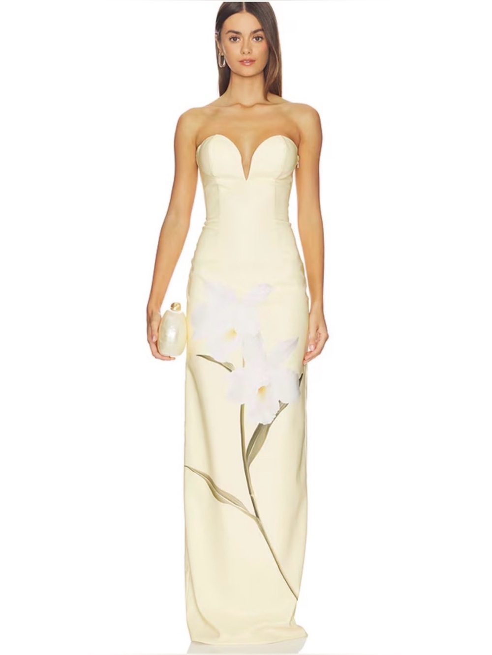 Katie May Ursula Gown in Butter Floral Strapless Maxi Dress Size S